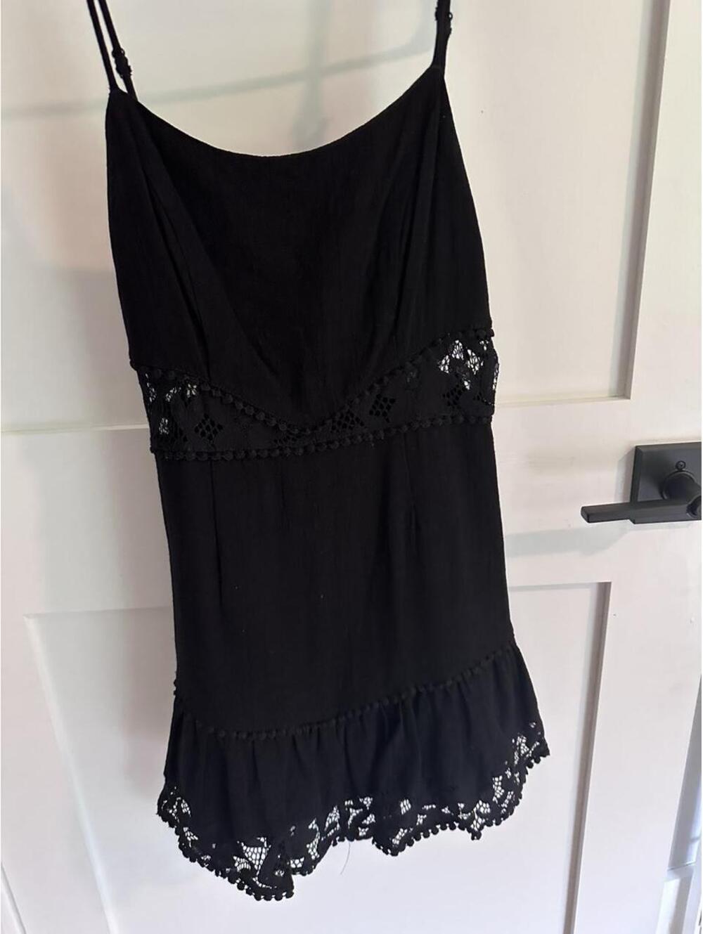 Ella Black Lace Trim Mini Dress